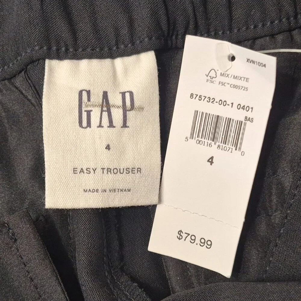 NEW GAP Factory sz 4 Black Easy Crepe Trousers Wide Leg Pants - Picture 8 of 9